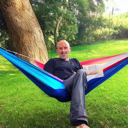 Prompt: my italian wise friend on a hammock