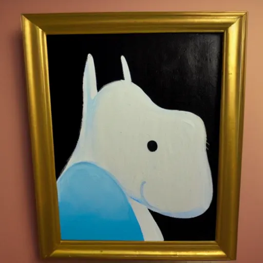 Image similar to illustrative painting of a moomin