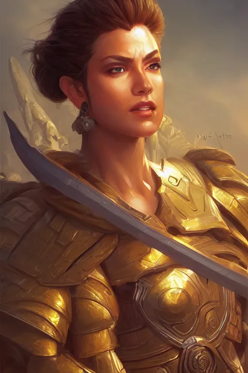 Image similar to amazon valkyrie athena, d & d, fantasy, portrait, highly detailed, headshot, digital painting, trending on artstation, concept art, sharp focus, illustration, art by artgerm and greg rutkowski and magali villeneuve