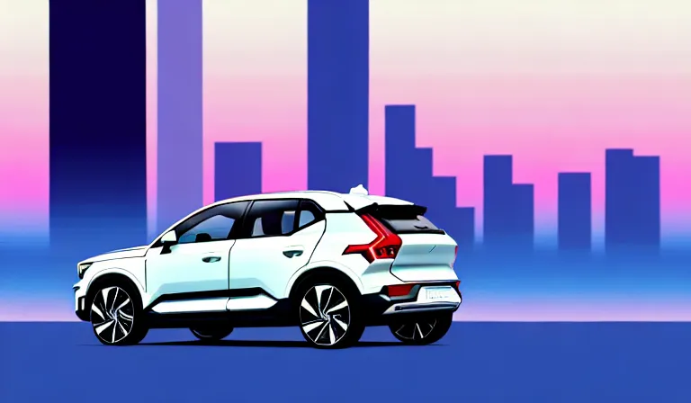 Prompt: a beautiful, sharp focus, clean lines, vector art. white volvo xc 4 0 in an urban cityscape. vaporwave ombre rendering. outrun style. in the style of a travel poster. trending on artstation. recommended for you behance. by chris moore. by edward hopper. ambient occlusion. digital matte painting. metropolis filmic. gotham city.