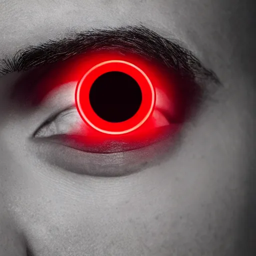 Image similar to a man with red glowing eyes