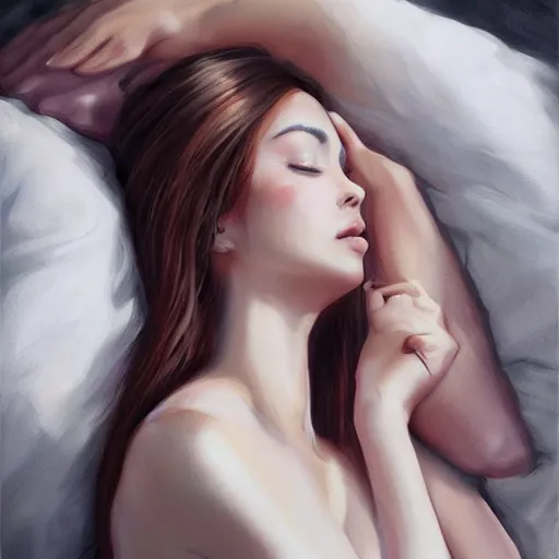 Image similar to beautiful realistic portrait of afternoon sleep artgerm