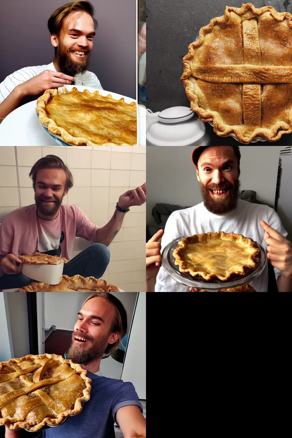 Prompt: pewdiepie eating apple pie