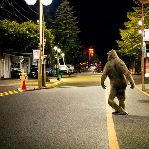 Image similar to bigfoot walking down the street in downtown Bremerton Washington