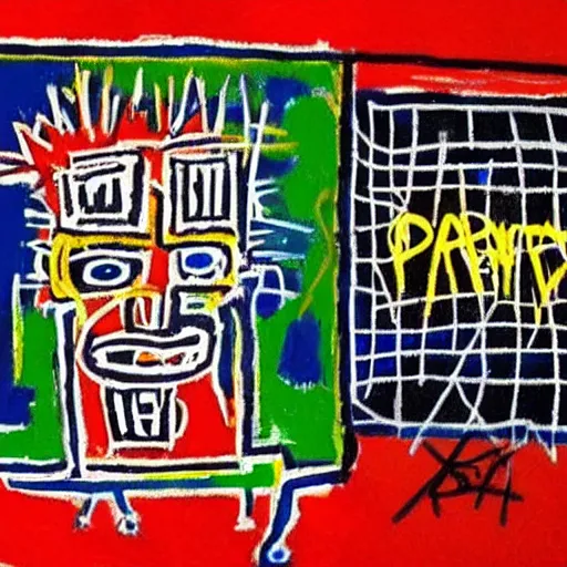 Image similar to piccolo drawn by basquiat