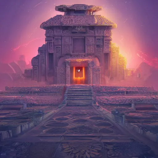 Image similar to ancient solar temple , stylish, lsd, trending on artstation, cinematic, artwork by WLOP