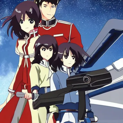 Prompt: anime film, modern space battleship made by hyundai