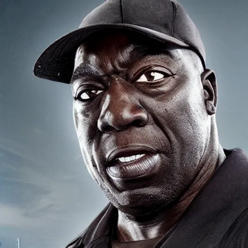 Image similar to angry zombie portrait of michael clarke duncan, an urban background szene, grimdark horror, stylized digital illustration, radiating a glowing aura, global illumination, ray tracing, hdr, fanart arstation by ian pesty and katarzyna bek - chmiel