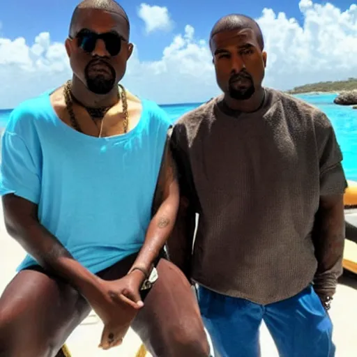 Prompt: kanye west chilling in aruba