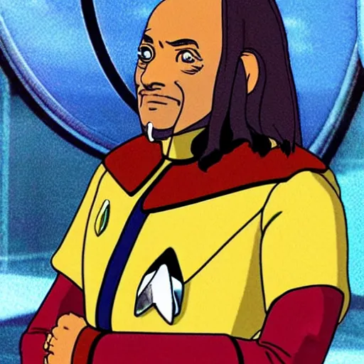 Prompt: kawaii lieutenant commander worf, star trek : the next generation, studio ghibli