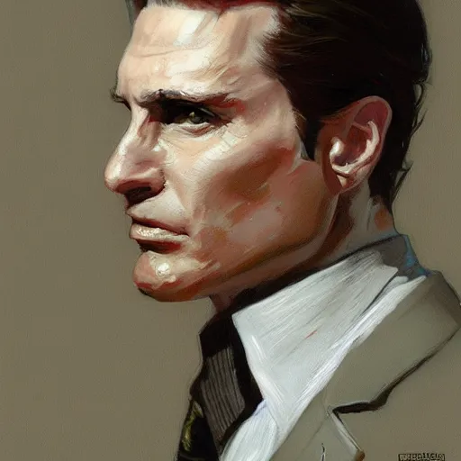 Image similar to Patrick Bateman as a soldier, closeup character art by Donato Giancola, Craig Mullins, digital art, trending on artstation