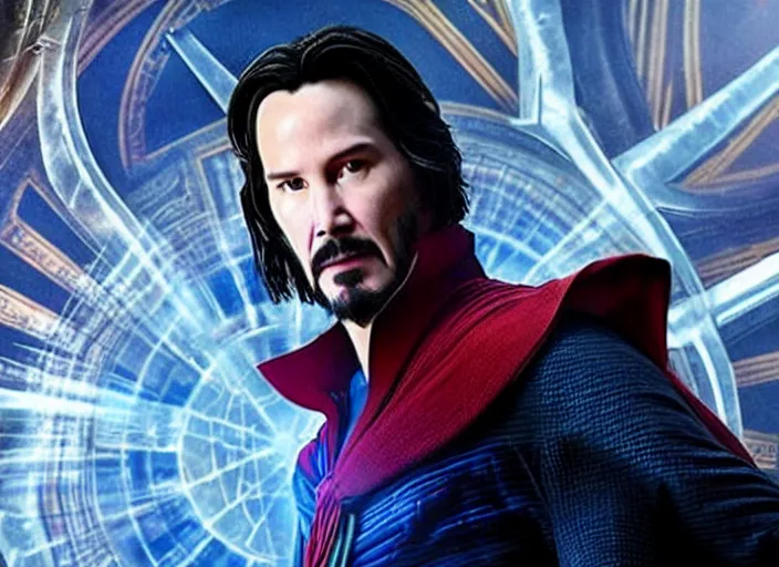 Image similar to movie still of keanu reeves as doctor strange