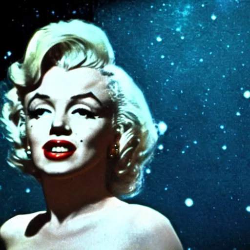 Image similar to movie film still of Marilyn Monroe as Deanna Troy in a new Star Trek The Next Generation movie, cinematic