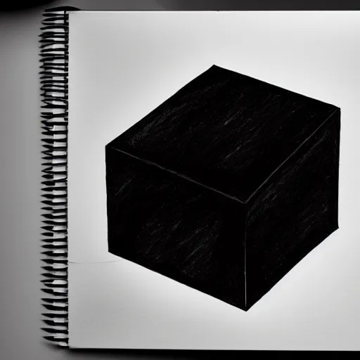 Prompt: a drawing of a black cube floating over the ocean in the style of Marco Tirelli