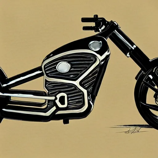 Prompt: futuristic concept drawing of an electric harley Davidson, photorealism - n 9