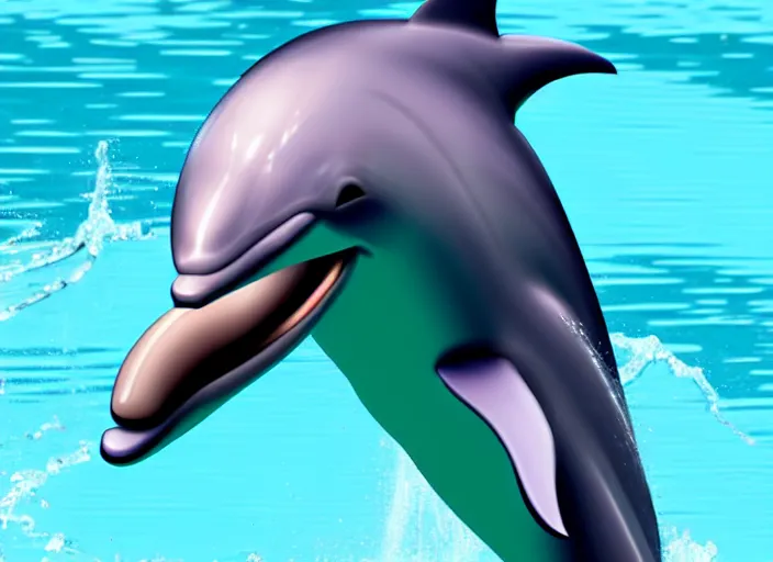 Prompt: a dolphin wearing a wig