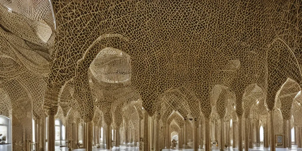 Image similar to knitting gold mosque architecture by giger alien