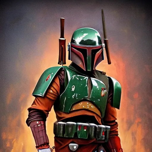 Prompt: fantasy reimagining of boba fett