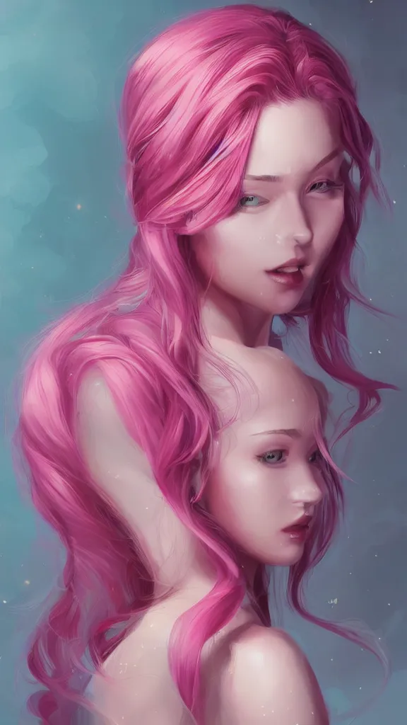 Image similar to teen girl, pink hair, gorgeous, amazing, elegant, intricate, highly detailed, digital painting, artstation, concept art, sharp focus, illustration, art by Ross tran