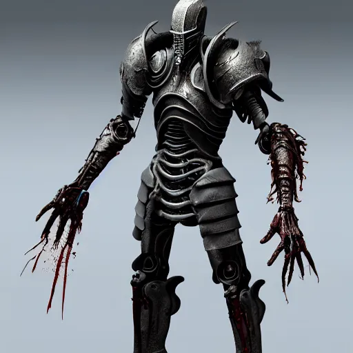Image similar to futuristic mutant cyborg eldenring boss. fromsoftware, dark souls, eldenring, screenshot, extremely detailed, insanely detailed, realistic, zbrush, horror, bloodbourne