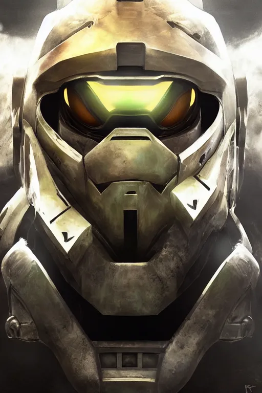 Image similar to robot ninja mask helmet halo master chief radiating a glowing aura global illumination ray tracing hdr fanart arstation by ian pesty and katarzyna da „ bek - chmiel