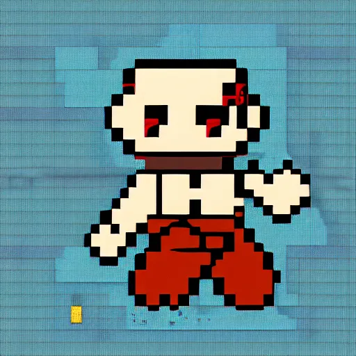 Image similar to isaac from binding of isaac, pixel art