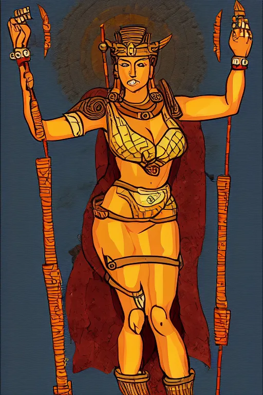 Prompt: the Greek godess Hera looking angry, rusty armor, portrait, pixel art