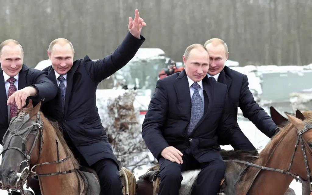 Image similar to vladimir putin rides an alexander lukashenka