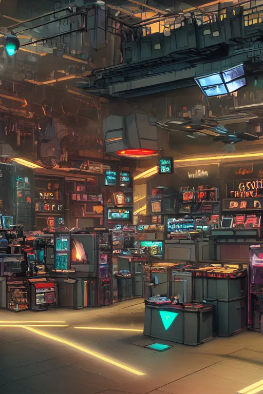 Image similar to Cybertron, The cash register of a futuristic Hot Topic store for goth Decepticons, Transformers, concept art, accurate perspective, cinematography by Wes Anderson, 4k octane render , cinematic lighting, Artstation