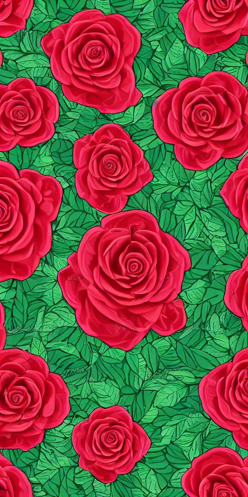 Image similar to seamless pattern of beautiful roses with leaves and throns, colourful, symmetrical, repeating 35mm photography