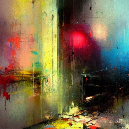 Image similar to abstract painting of a brightly coloured by jeremy mann