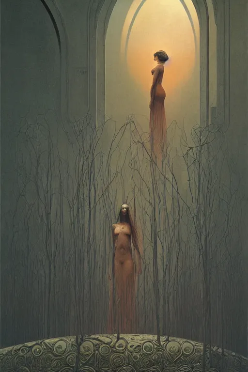 Image similar to art nouveau by zdzisław beksinski, greg rutkowski, maxim verehin