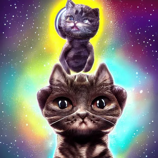 Image similar to a cute galactic alien kitten, hyper detailed, digital art