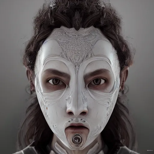 Prompt: Very very very very highly detailed epic photo of beautiful face with porcelain mask, intricate, dystopian, sci-fi, extremely detailed, digital painting, artstation, concept art, smooth, sharp focus, illustration, intimidating lighting, incredible art by Anton Pieck, Octane render in Maya and Houdini VFX