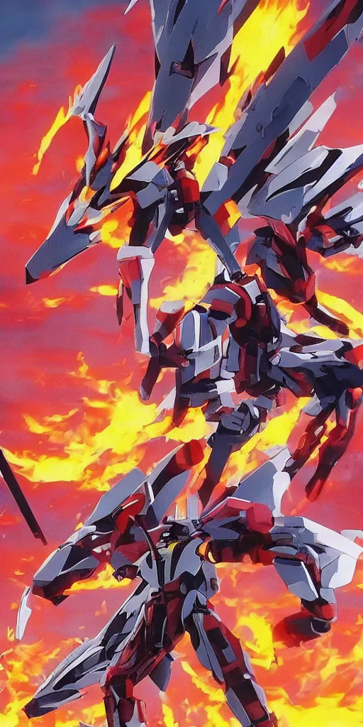 Image similar to epic action scene with fire and explosions remake pixel inspired by Neon Genesis Evangelion (1997s), with Mecha, Destroyed City, explosion, 新世紀エヴァンゲリオン 劇場版 DEATH & REBIRTH シト新生, Moebius, Greg Rutkowski, Zabrocki, Karlkka, Jayison Devadas, Phuoc Quan, Sadamoto Yoshiyuki, trending on Artstation, 8K, ultra wide angle, zenith view, cyberpunk pincushion lens effect