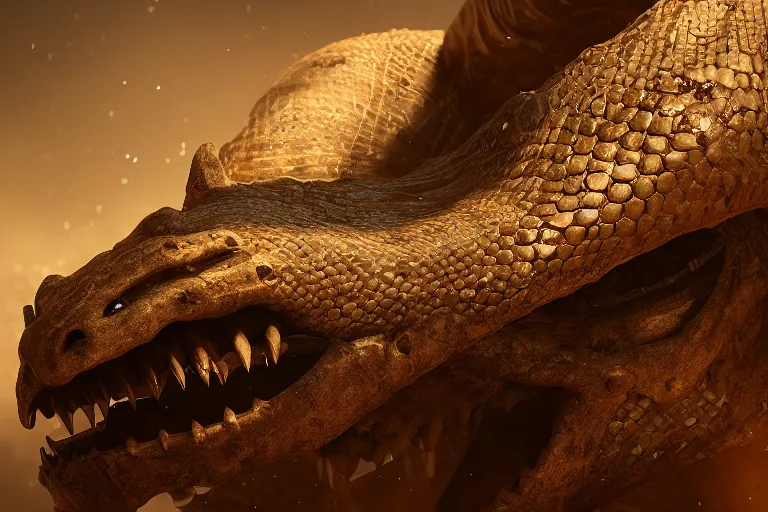 Image similar to cinematic closeup portrait of a colossal monster serpent in a sandstorm, detailed textures, dramatic lighting, unreal engine, cgsociety, artstation, 4k
