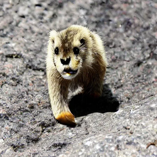 Prompt: small sabertooth, photo taken in kitchen