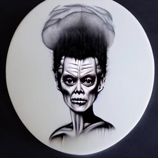 Image similar to realistic airbrush art bride of frankenstein c - 1 2. 0