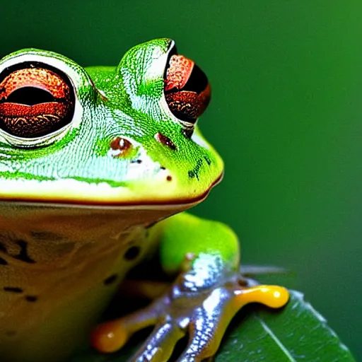 Prompt: Lady Frog photograph, sharp focus, realistic