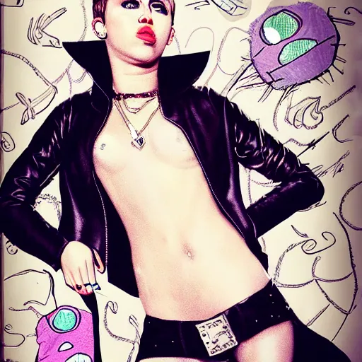 Image similar to miley cyrus in 2013 during the bangerz era, fully clothed, artwork by brendon small,