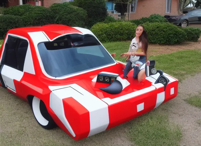 Prompt: car shaped like a NES