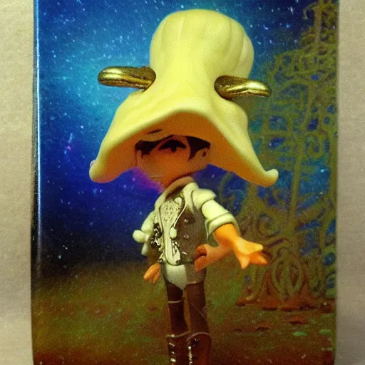 Image similar to magic mushroom, david bowie, nendroid, gaston bussiere style