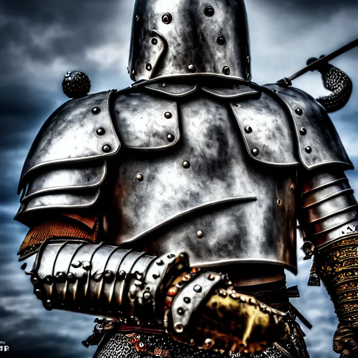 Image similar to photo of a warrior with metal bear themed armour, highly detailed, 4 k, hdr, smooth, sharp focus, high resolution, award - winning photo