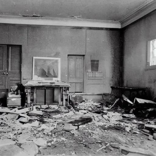 Prompt: The digital art shows a scene of total destruction. A room has been completely wrecked, with furniture overturned, belongings strewn about, and debris everywhere. The only thing left intact is a single photograph on the wall. This photograph is the only evidence of what the room once looked like. It shows a tidy, well-appointed space, with everything in its place. The contrast between the two images is stark, and it is clear that the destruction was complete and absolute. 2010s by Robert Irwin rigorous