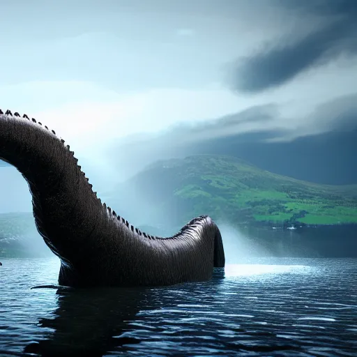 Image similar to loch ness monster, highly detailed, photorealistic portrait, bright studio setting, studio lighting, crisp quality and light reflections, unreal engine 5 quality render