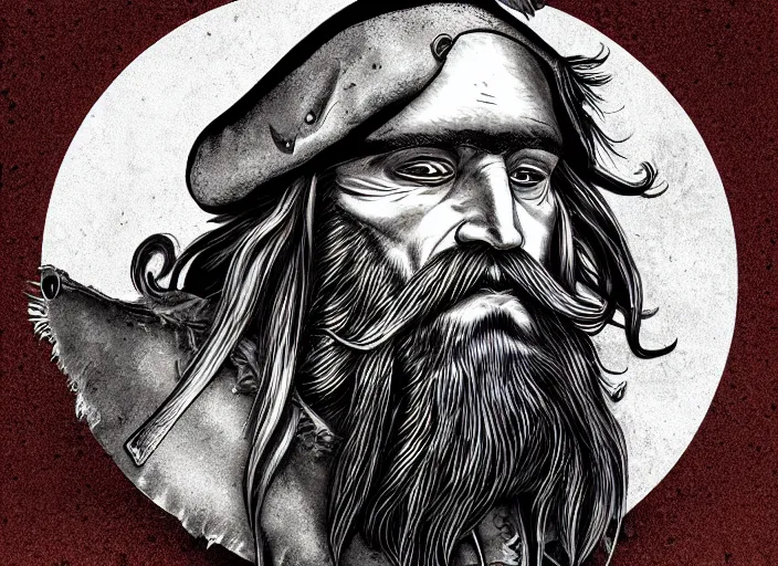 Image similar to a bearded pirate, digital art