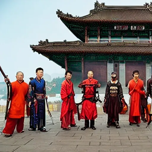 Prompt: the avengers in old china in tang dynasty