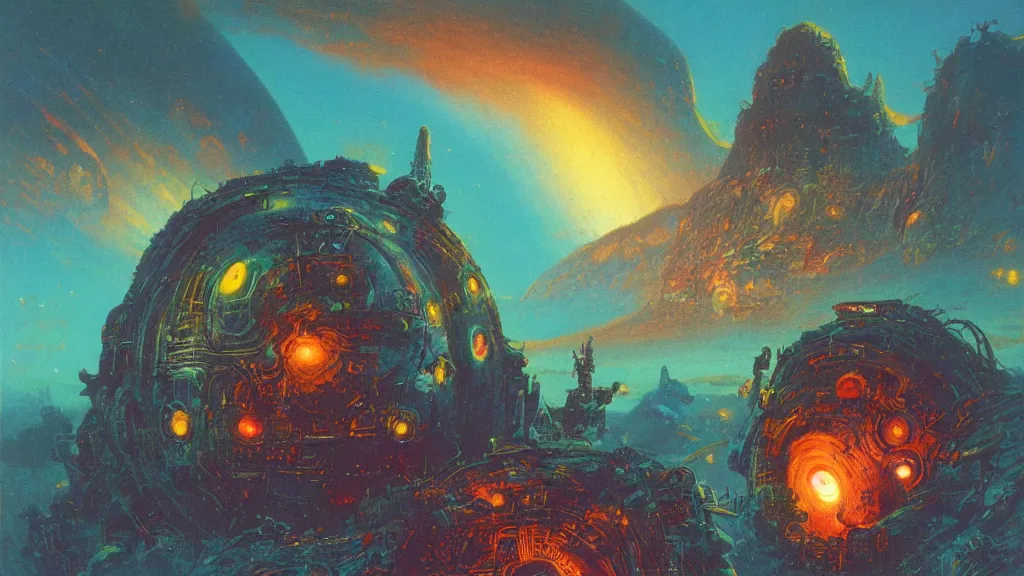 Image similar to strange alien planet by Paul Lehr and Bruce Pennington