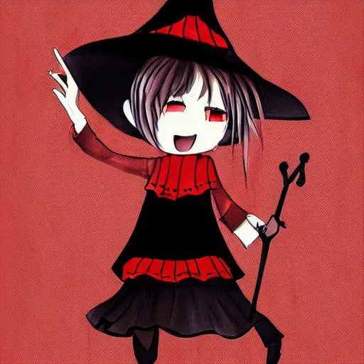 Prompt: style illustration of red !!! witch red!!!!! witch red!!!!!witch!!!! made by hamadaine konogi masaki