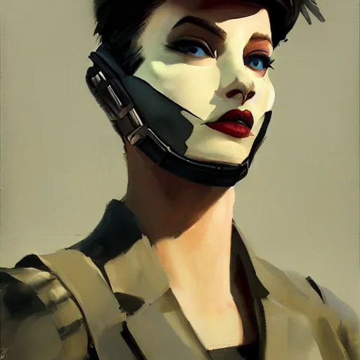 Image similar to greg manchess portrait painting of partially armored banksy as overwatch character, medium shot, asymmetrical, profile picture, organic painting, sunny day, matte painting, bold shapes, hard edges, street art, trending on artstation, by huang guangjian, gil elvgren, ruan jia, randy vargas, greg rutkowski